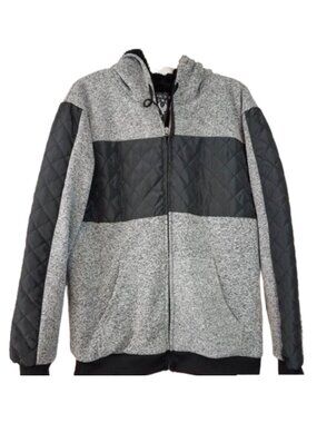 HAWK'S BAY USA Gray & Black Faux Fur Lined Hooded Bomber Jacket - Men's Size L